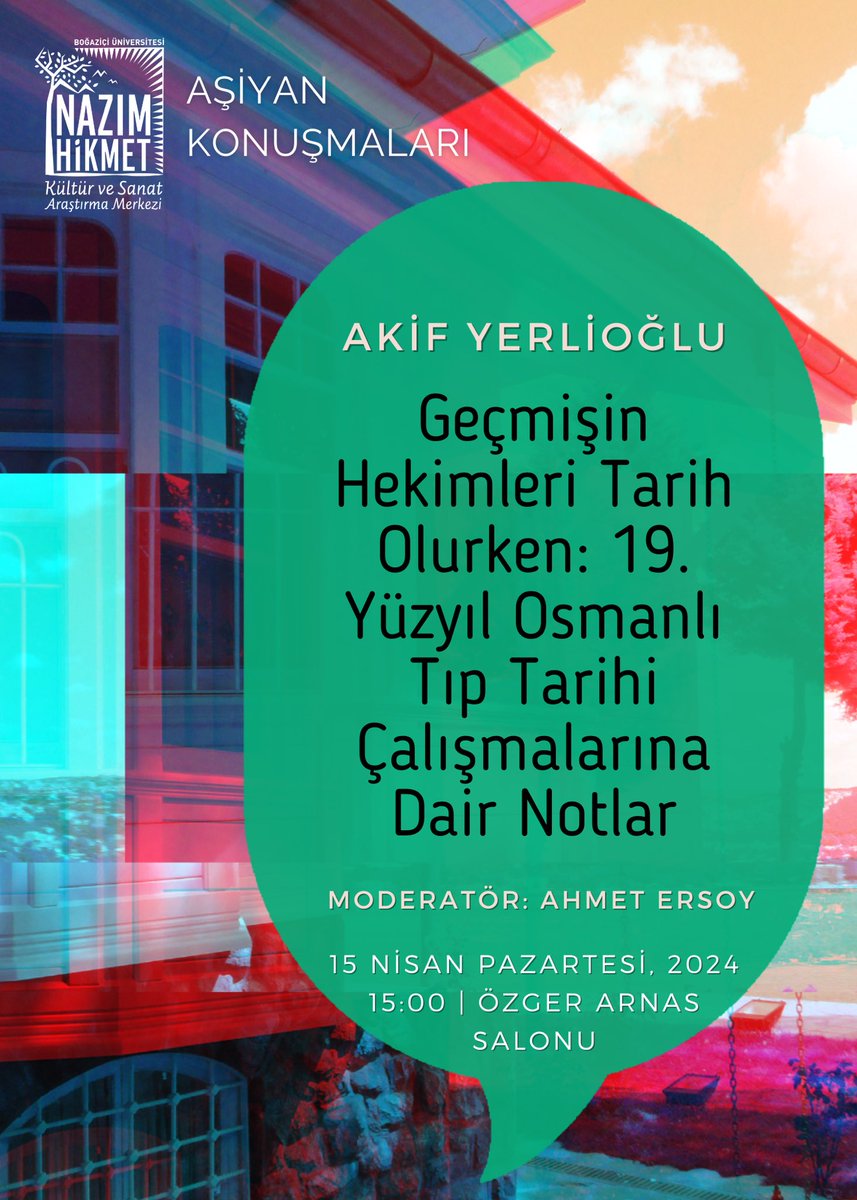 Aşiyan Konuşmalarının konuğu Akif Yerlioğlu bugün 15.00’te Osmanlı tıp tarihi üzerine konuşacak. Etkinlik herkese açık.