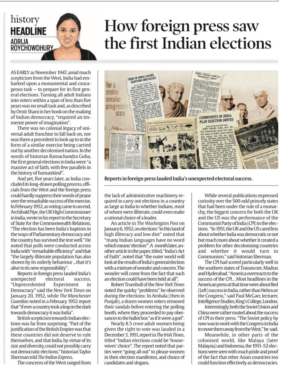 With India’s general election just days away, delighted to contribute to a great series of ⁦@IndianExpress⁩ articles on the history of electoral politics in the subcontinent ⁦@kclintelligence⁩ ⁦@KingsIndiaInst⁩ ⁦@warstudies⁩ ⁦@AdrijaRoychow⁩