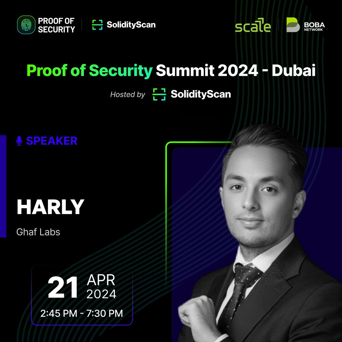 Join <a href="/HarlyBusiness/">Harly Zappino</a> at Proof of Security Summit 2024 - Dubai by <a href="/SolidityScan/">SolidityScan</a> as a speaker. 
Harly is currently serving at <a href="/GhafLabs/">Ghaf Labs</a>. Catch him joining the show on 21st April and connect.