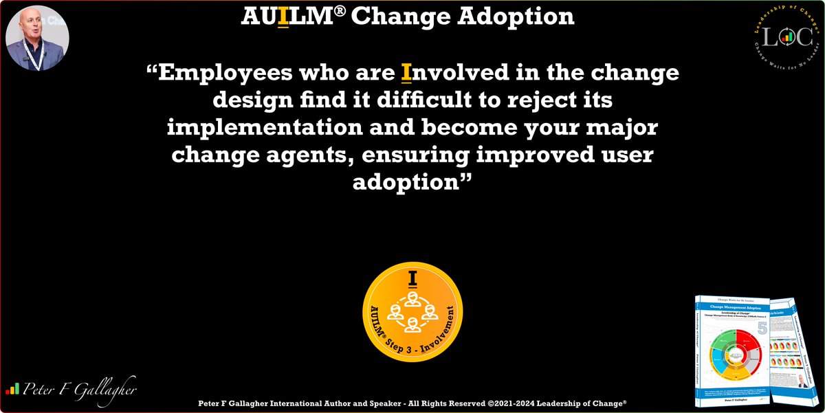 #LeadershipOfChange
Employees who are INVOLVED in the change design find it difficult to reject its implementation and become your major change agents ensuring improved user adoption
#ChangeManagement
bit.ly/3tzjvCs