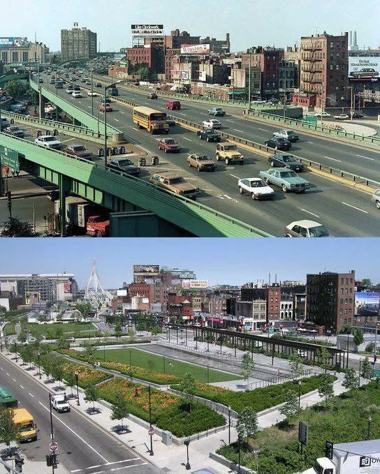 Boston moved their highway underground in 2003. This is the result.