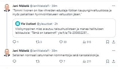 #JaniMäkelä #persut #perussuomalaiset #eduskunta #hallitus 
Jania harmittaa, koska häneltä ei kysytty.