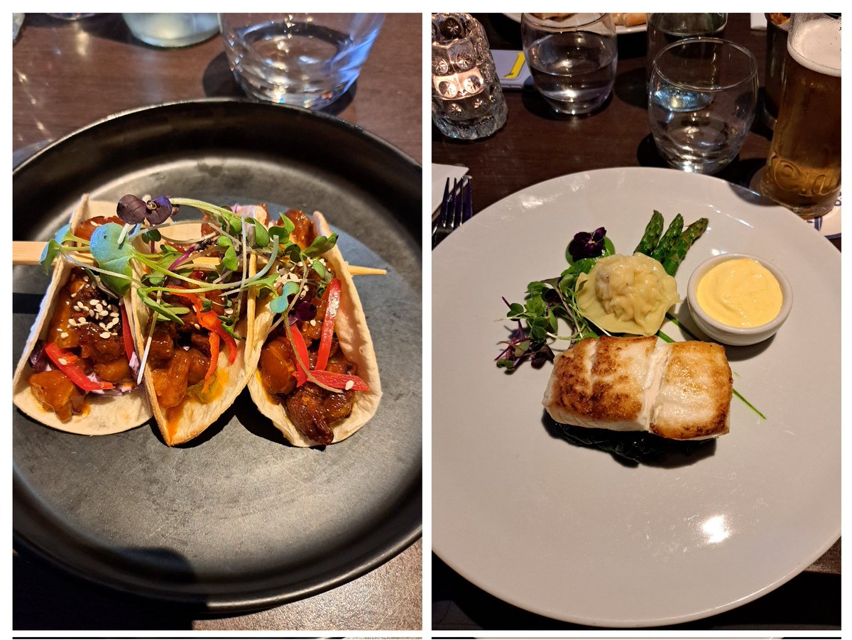 Beautiful pork tacos and halibut last evening. Give them a go <a href="/zucchinisnavan/">Zucchini's Restaurant</a>