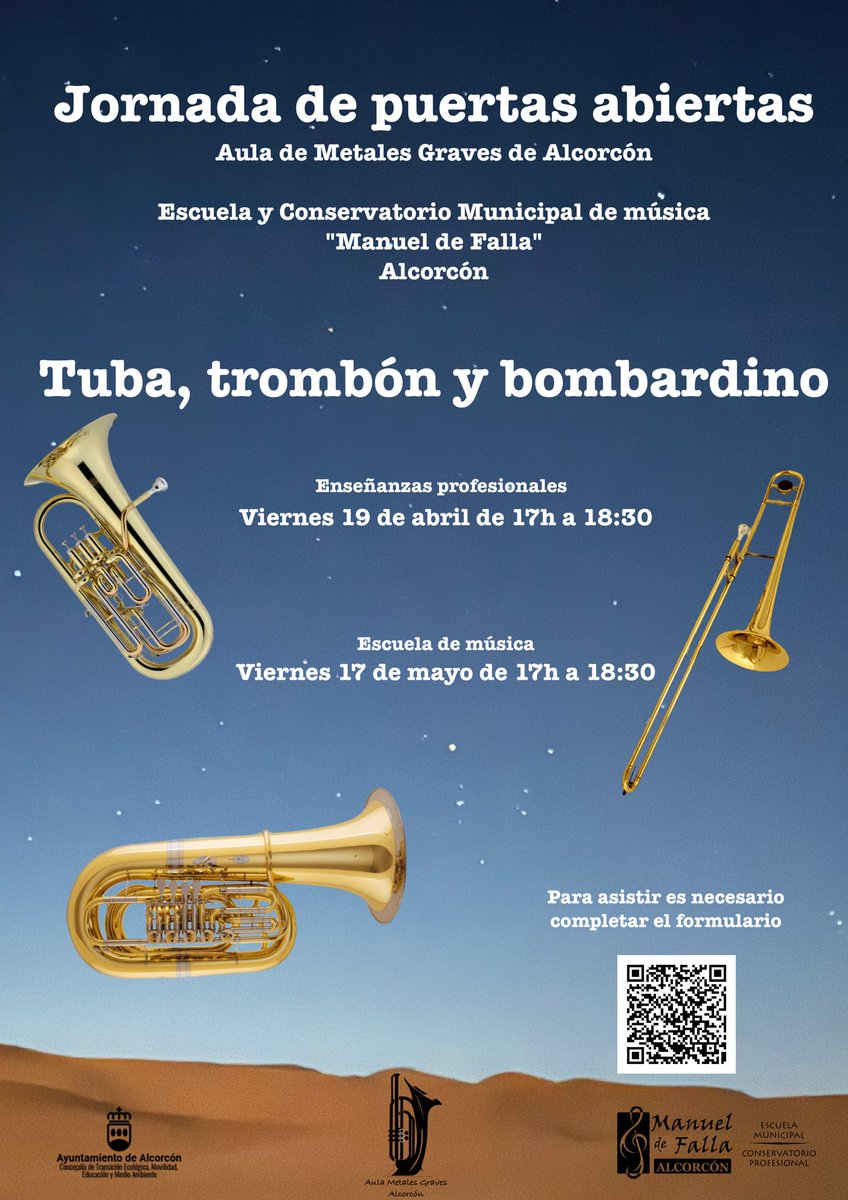 MetalGraveAlcor's tweet photo. ¿Quieres conocer el aula de metales graves de la @EmmAlcorcon? 

Los días 19 de abril y 17 de mayo, se realizarán unas sesiones de puertas abiertas del aula de trombón, bombardino y tuba de Alcorcón
 
Más información e inscripciones en el siguiente enlace:
https://t.co/rylPZSsywV https://t.co/XL3nQXYEFO