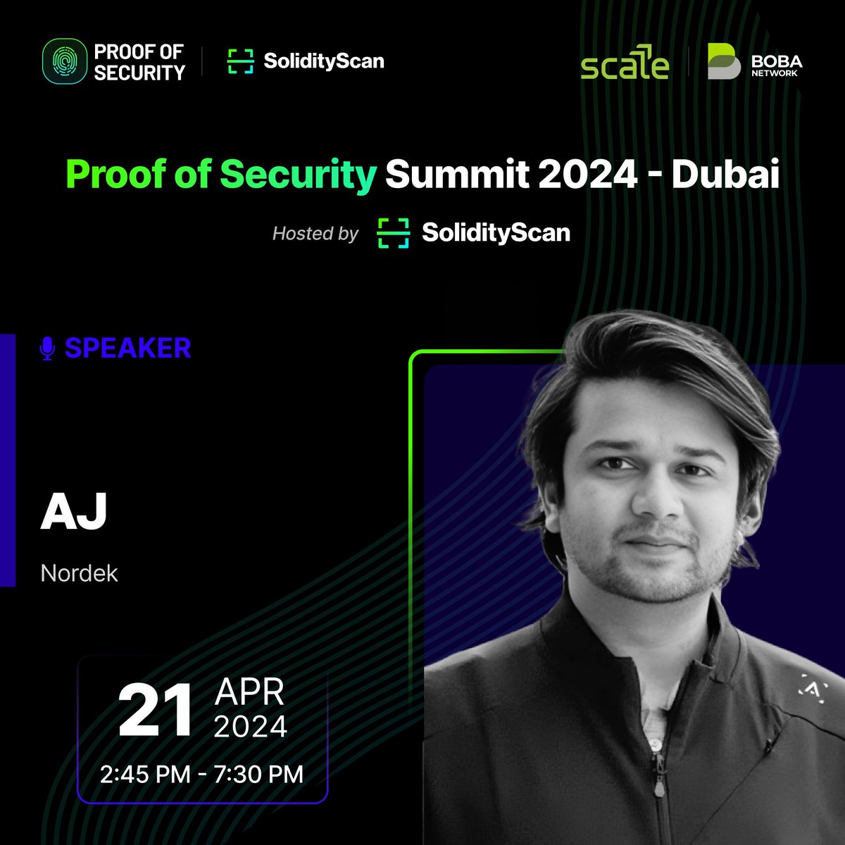 Join <a href="/ash3003/">Aishwarya Jain</a> (AJ) at Proof of Security Summit 2024 - Dubai by <a href="/SolidityScan/">SolidityScan</a> as a speaker. 
AJ is currently serving @officialnordek as a Strategy and Growth. Catch him joining the show on 21st April and connect. 

#TOKEN2049