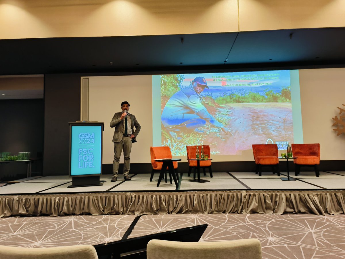 FSC_Africa's tweet photo. This morning, our Regional Director, Peter Alele discusses partnerships and collaboration with the global @FSC_IC staff here in #Cologne, #Germany. #GSM2024 #FSCforLife . @PeterAlele https://t.co/iLpZBB0Bav
