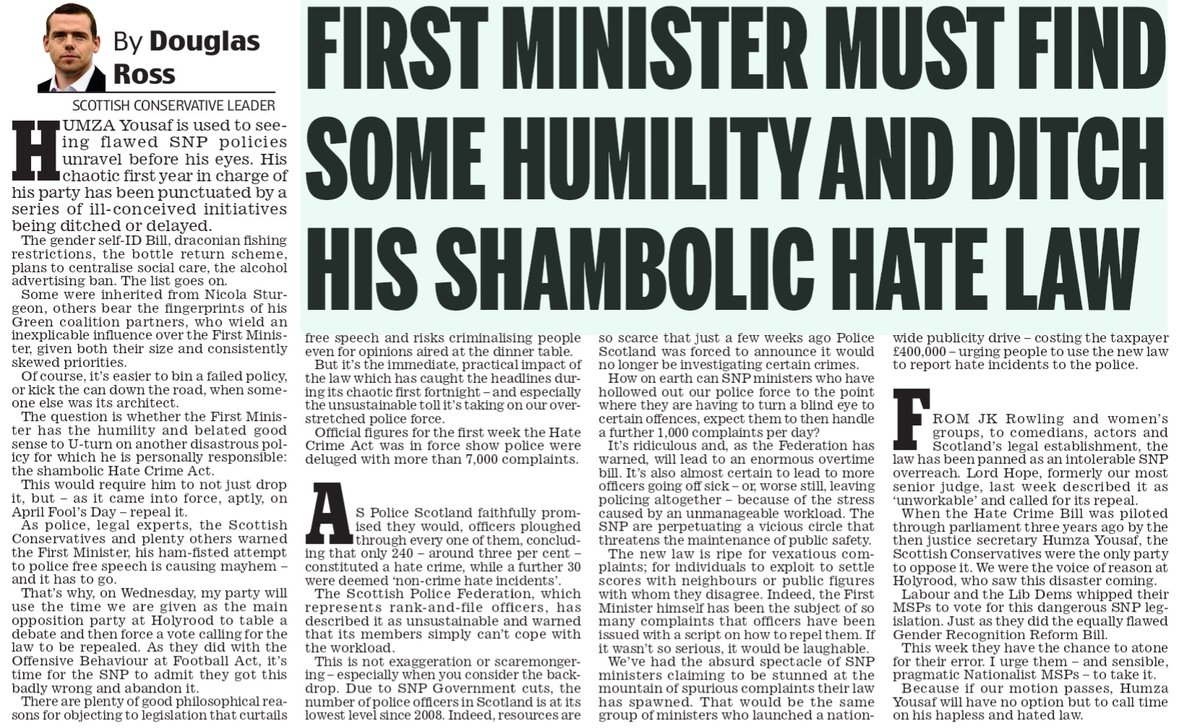 As what happened with the Offensive Behaviour at Football Act, it’s time for the SNP to admit they got the hate crime law badly wrong and scrap it.