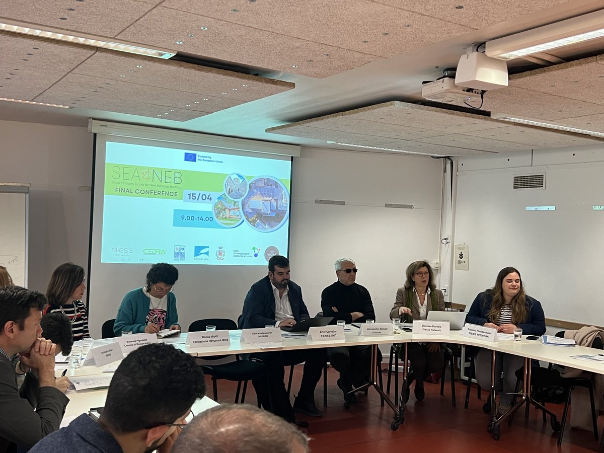 Excited to kick off the Final event of the #SEA4NEB project!📢 The first discussion focuses on Social Economy Cluster development and the New European Bauhaus, led by Alessandro Rancati, Karel Vanderpoorten, Giulia Miotti, Susanna Pignatelo, Erdmuthe Klaer 👉Stay tuned!