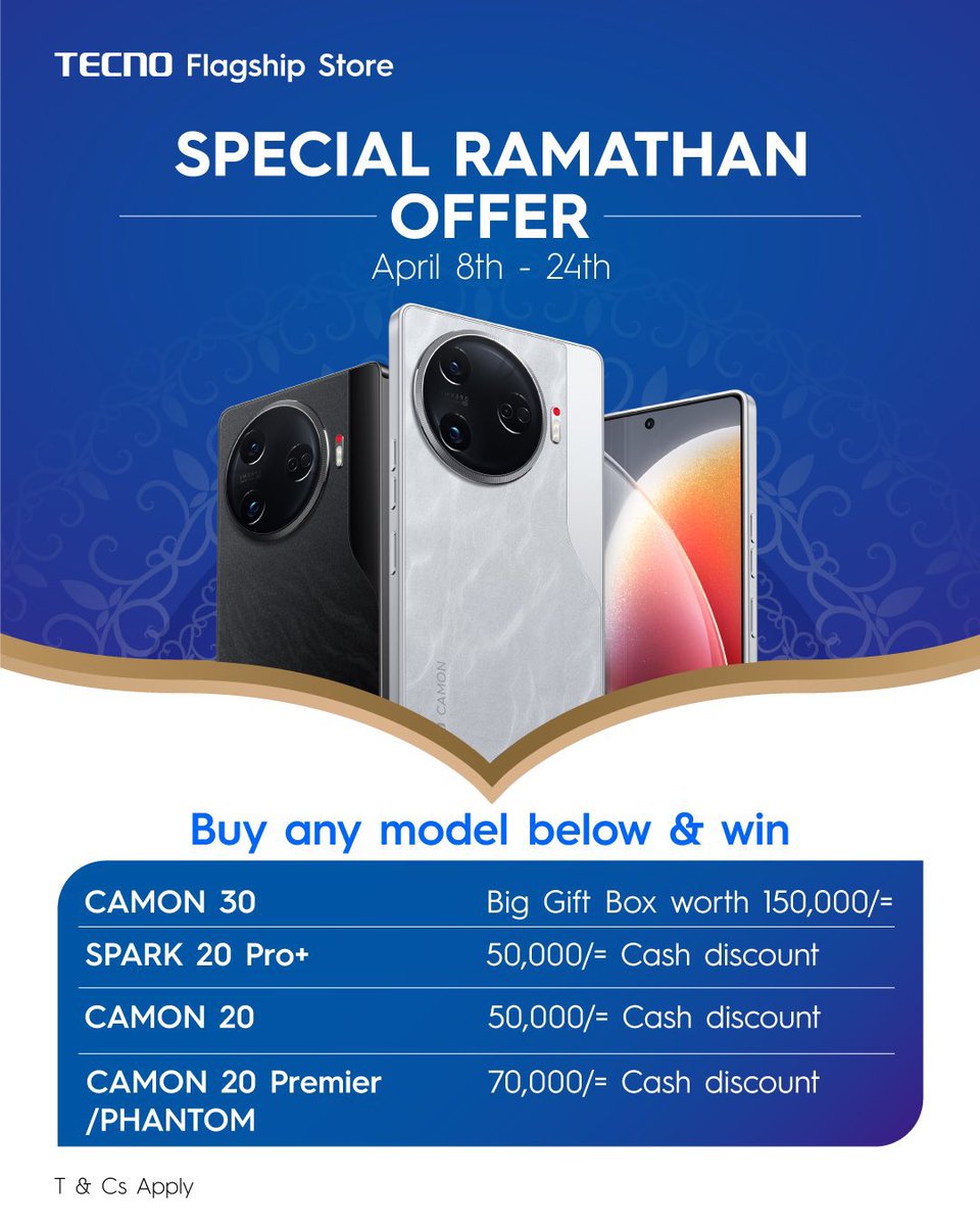 We go again this week Don’t miss out on our special Ramathan offer #TECNOArenaMall #CAMON30A