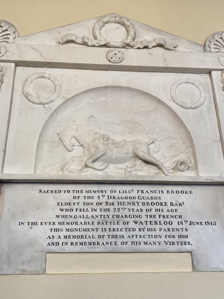 Memorial to Francis Brooke, who died “when gallantly charging the French” at Waterloo. Colebrooke parish church, Fermanagh.