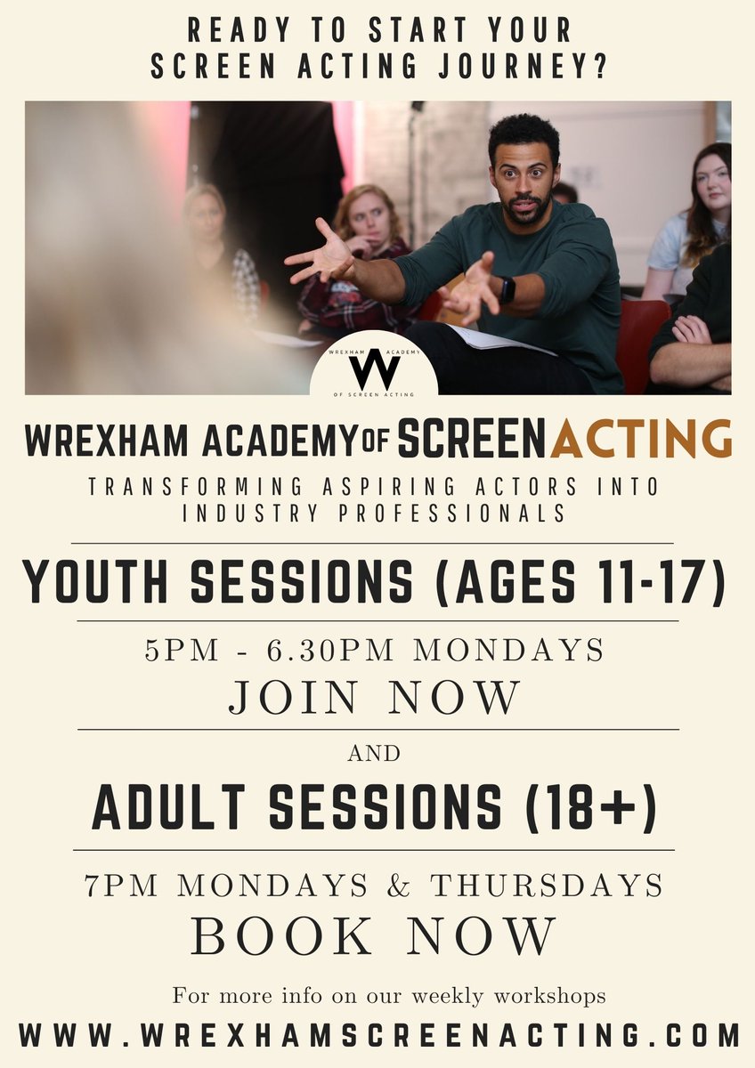 Ready to start your screen acting journey? Check out the poster below for more info on youth and adult sessions.