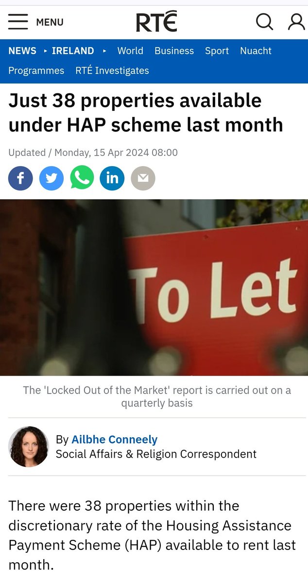 No properties available to rent with the Housing Assistance Payment in Athlone, Galway city, Limerick city, Sligo town & Leitrim. HAP was a shift in housing policy away from building social housing to renting it off landlords introduced by Fine Gael in 2014- its a failed policy