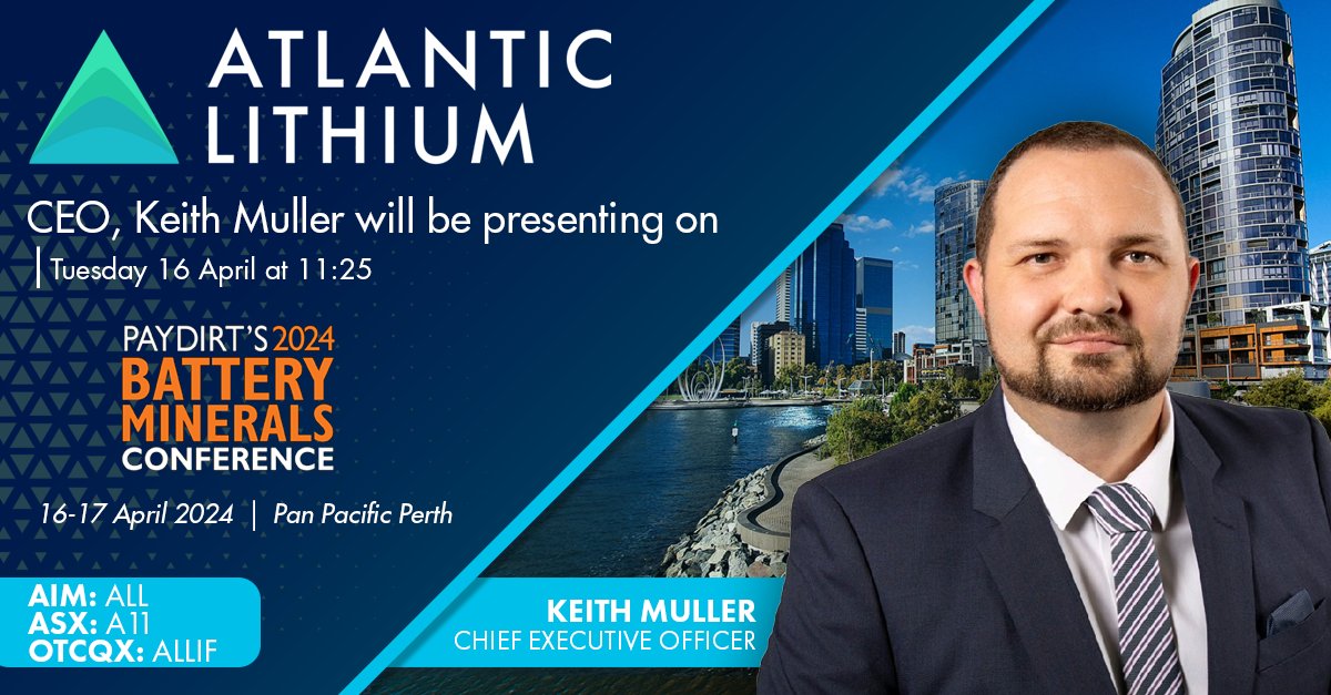 CEO Keith Muller @keith_at_A11 will be presenting at the @Paydirt_Media Battery Minerals Conference in Perth tomorrow at 11:25am (local time). Click the link below for more details and to register: batterymineralsconference.com #ALL #A11 $A11 $ALLIF #Lithium #Ghana #Mining