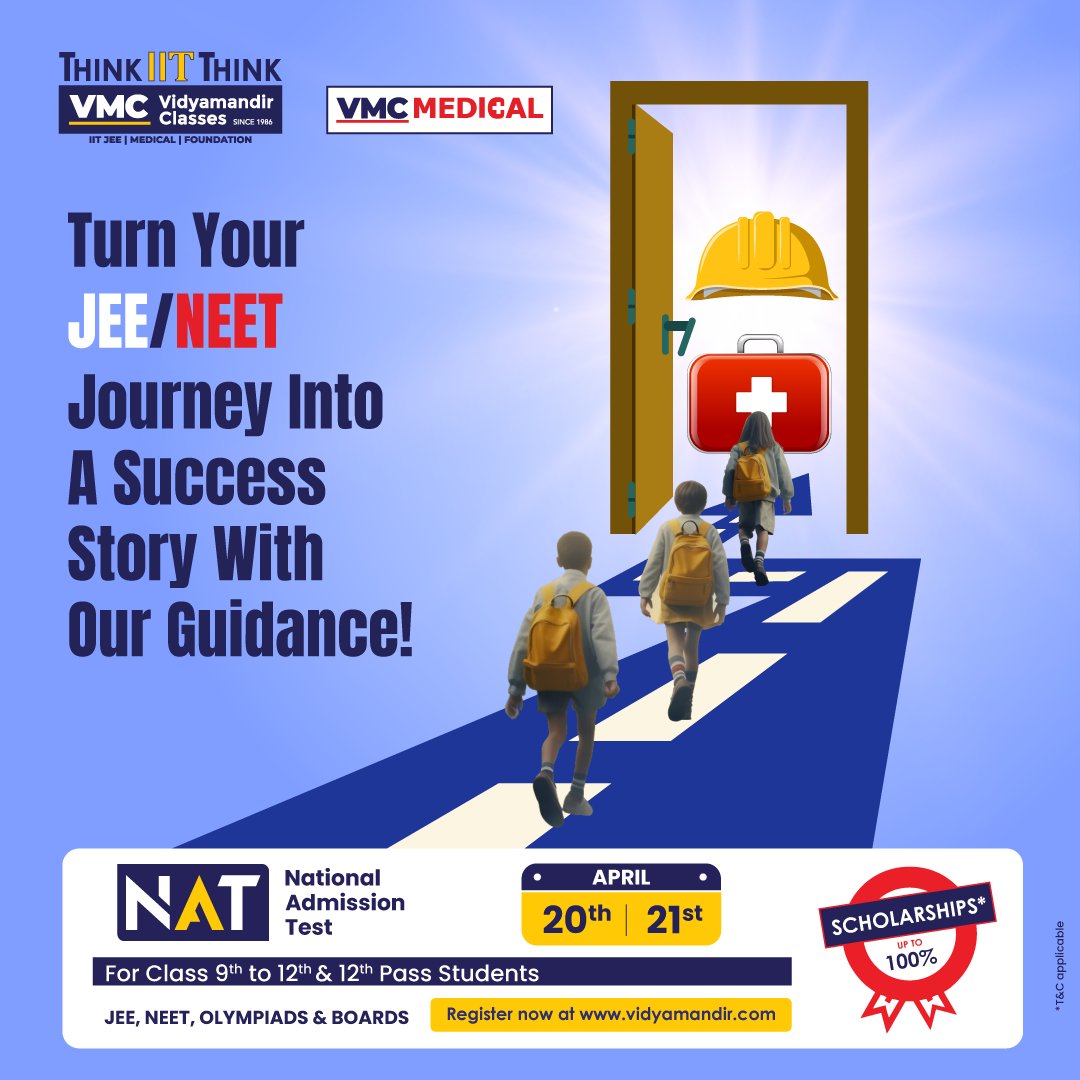 Unlock your potential and chart your course to success with VMC's National Admission Test! 
✔️VMC National Admission Test !
.
Register Now 👉bit.ly/44hUP3w
.
#VMC #VidyamandirClasses #VMCNATTest #thinkIITthinkVMC #BoardExam #NationalAdmissionTest #IITJEE #NEET #learning