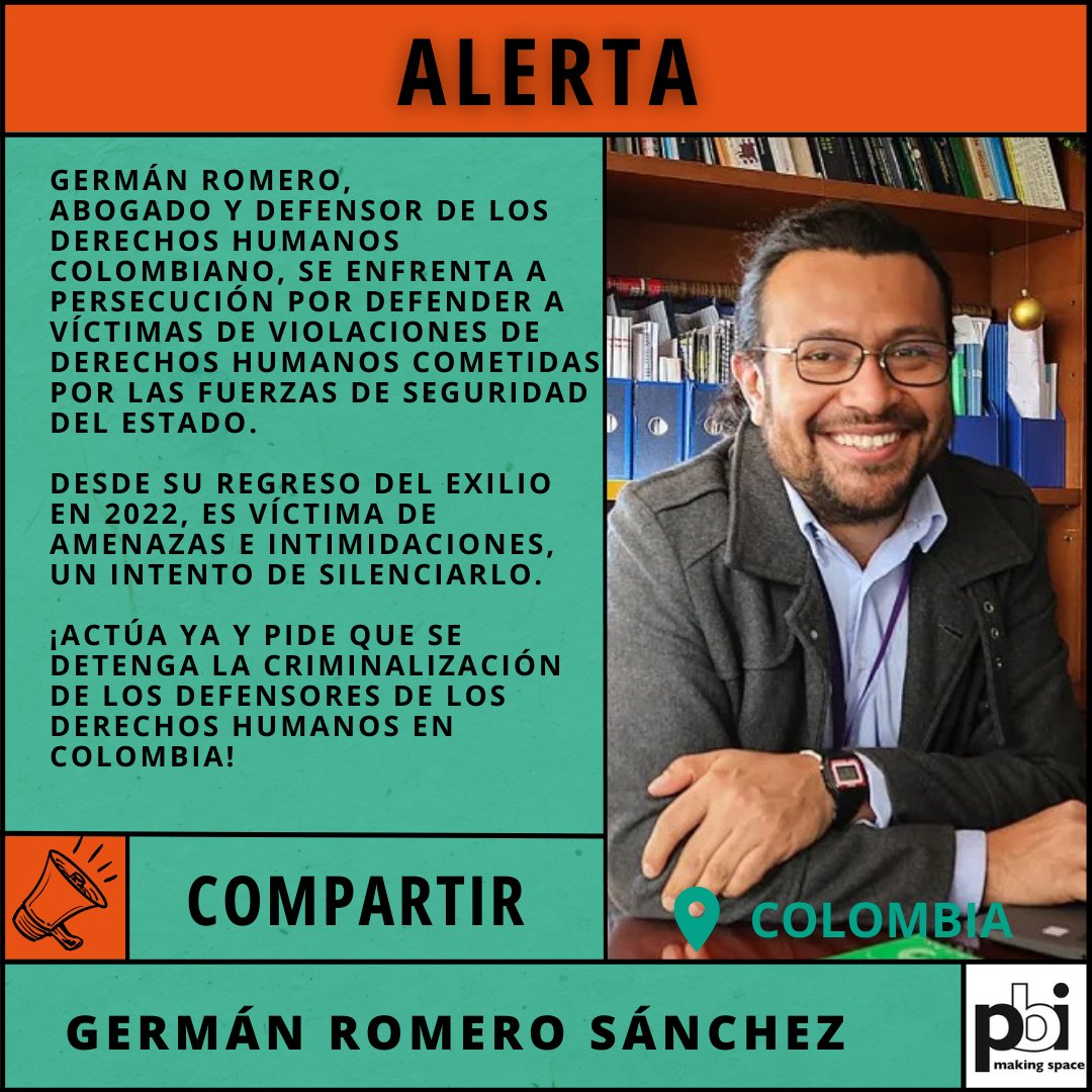 4 Relatorías Especiales de la ONU expresan su preocupación sobre la continua criminalización del abogado de #DDHH Germán Romero de @dhColombia, que defiende a víctimas de violaciones de #DDHH por parte de las fuerzas de seguridad estatales de #Colombia 👉 pbi-ee.org/news/2024-04/a…