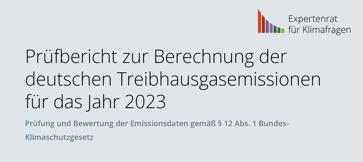 Der #Expertenrat für Klimafragen veröffentlicht den Prüfbericht zu den Emissionsdaten 2023 und legt den Bericht gemäß § 12 Abs. 1 KSG der Bundesregierung und dem Deutschen Bundestag vor. Der Bericht und die Pressemitteilung sind hier verfügbar: expertenrat-klima.de (1/n)