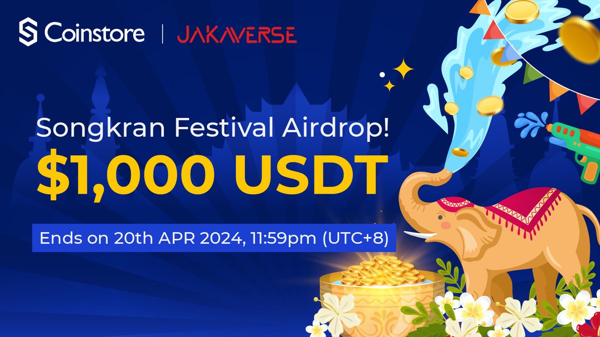 🎆Coinstore X Jakaverse @JKCoin_Official 1,000 USDT Airdrop ⌛️ Until April 20th, 2024, 23:59 UTC+8 👇🏻To qualify, complete the following 3 tasks: 1⃣Follow JK on Twitter. 2⃣Retweet the Airdrop Campaign Post. 3⃣Register or trade on Coinstore: For new users: Sign up on Coinstore