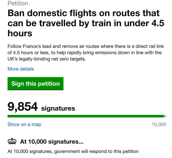 So close to reaching our target of 10,000 signatures on our petition! Can you help? At 10k, government will respond. Let's tell our politicians that we want to prioritise low-carbon travel. Sign and share: petition.parliament.uk/petitions/6499…
