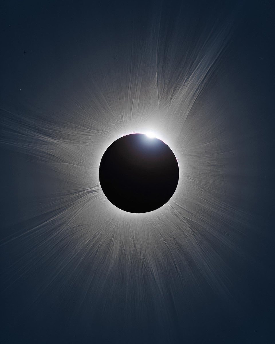 The solar corona at the total solar eclipse on April 8, 2024 by Bray Falls.☀