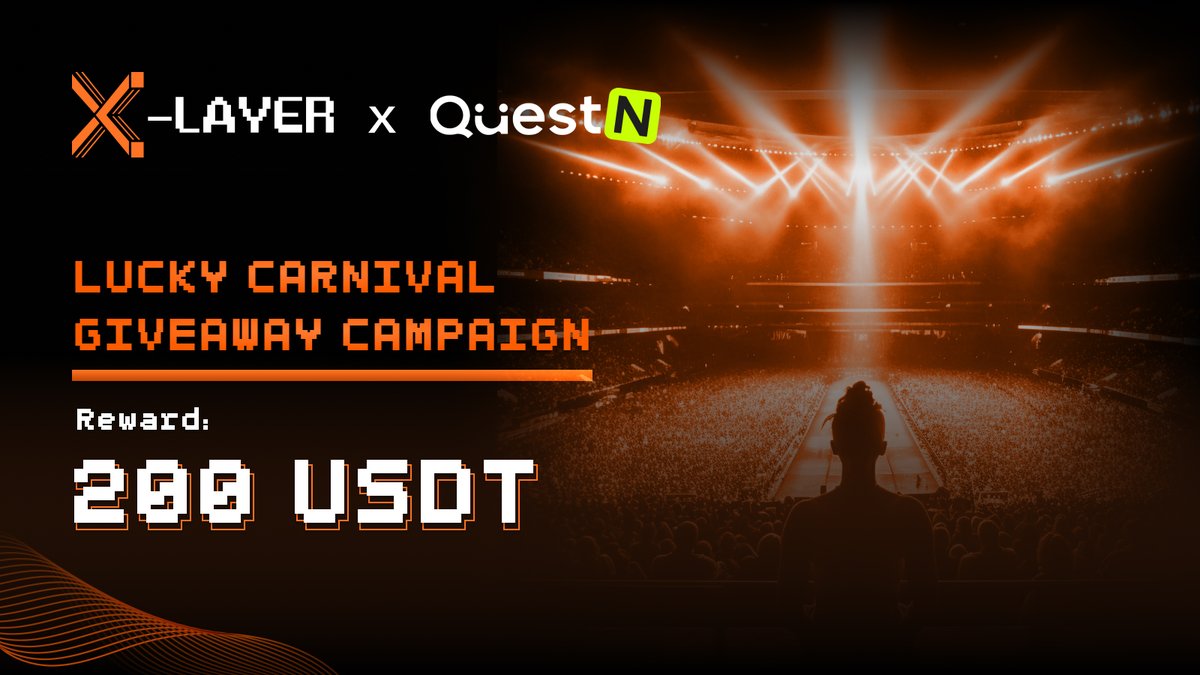 🎉 Dive into the excitement of the #XLayer Lucky Carnival Giveaway Campaign on @QuestN_com! 🚀Join us now for a chance to win part of the thrilling 200 USDT reward. 👉Ready for the ride of a lifetime? Click here: app.questn.com/quest/89406608… #Airdrop #Giveaway #LuckyCarnival