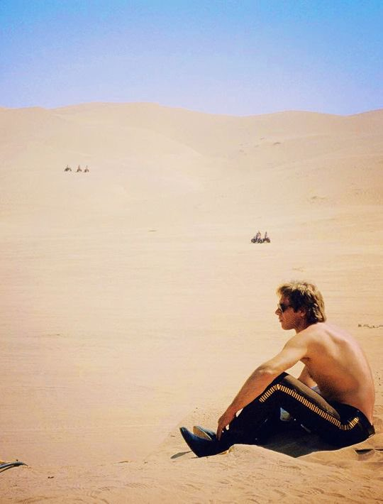 Harrison Ford on the set of Return of the Jedi