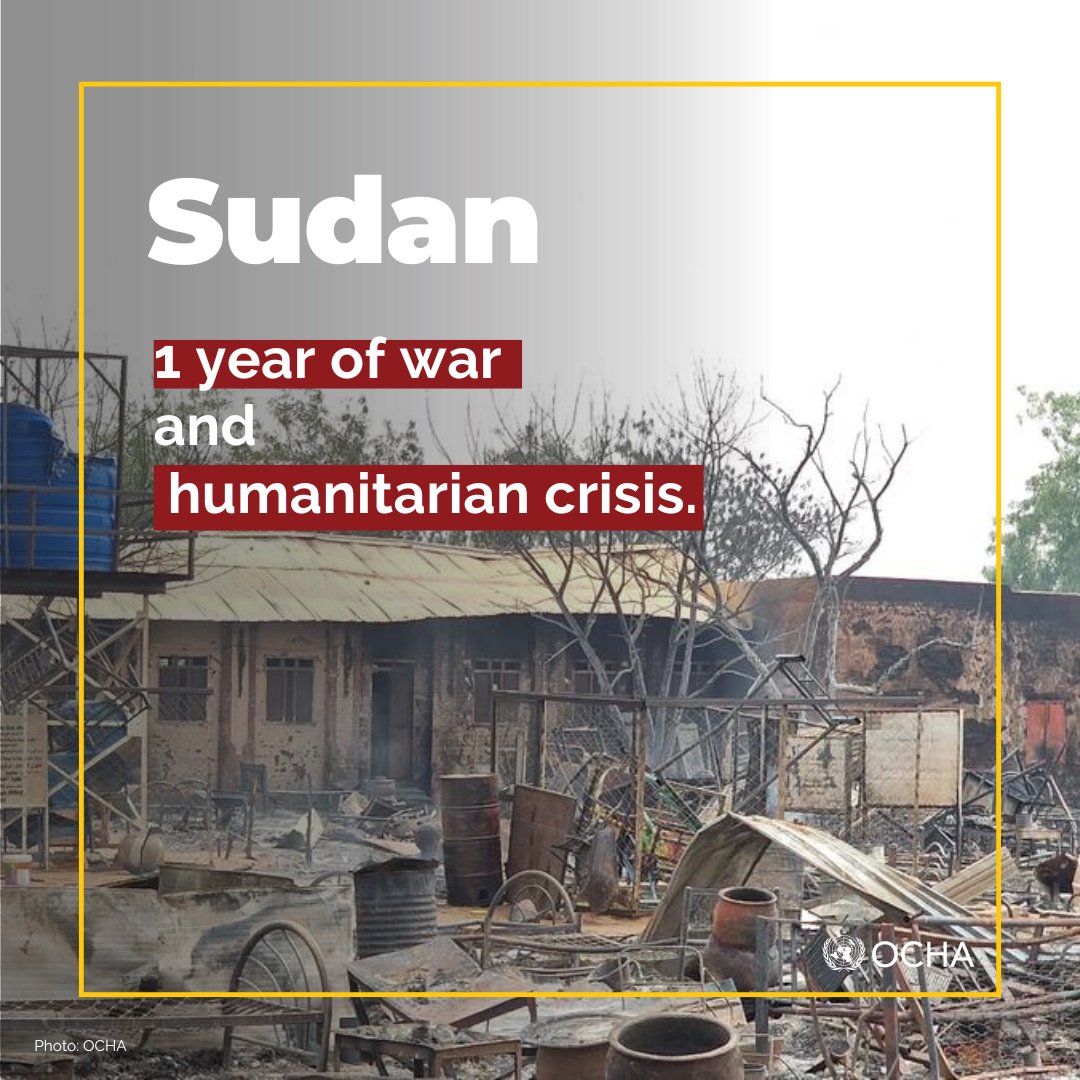Today marks one year since the conflict in #Sudan erupted. The ongoing war has led to unimaginable suffering and a severe humanitarian crisis. Urgent global action is needed to alleviate the immense hardships faced by the people of Sudan. #WithSudan #SudanOneYear