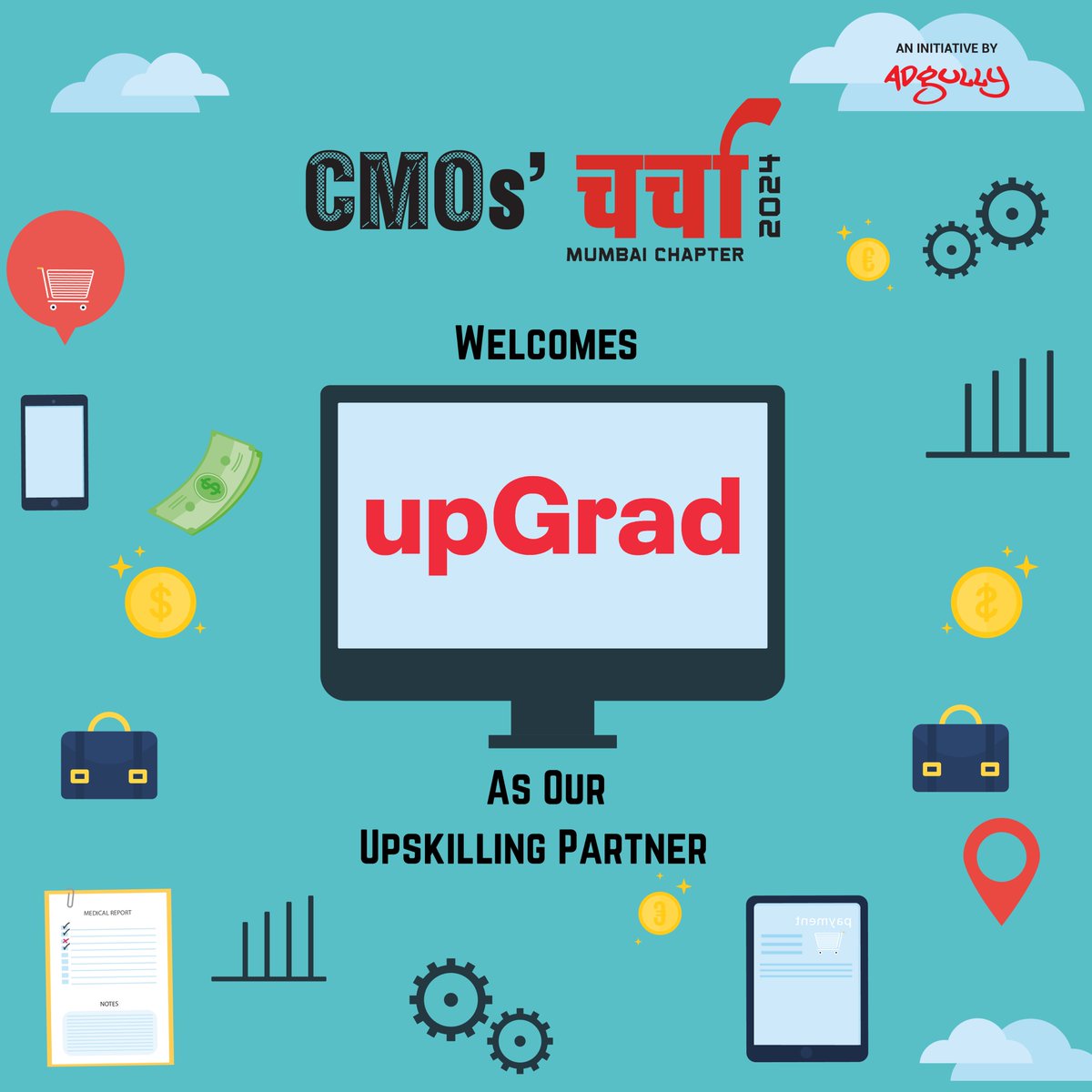 CMOs' चर्चा Mumbai Chapter Welcomes @upGrad_edu as our Upskilling Partner.

#CMOsCharchaMUMBAI #MarketingGenius #CityofDreams #Mumbai #MarketingEvent #Innovation #Networking #DigitalAge #CMOs #BusinessGrowth #MAAAWARDS