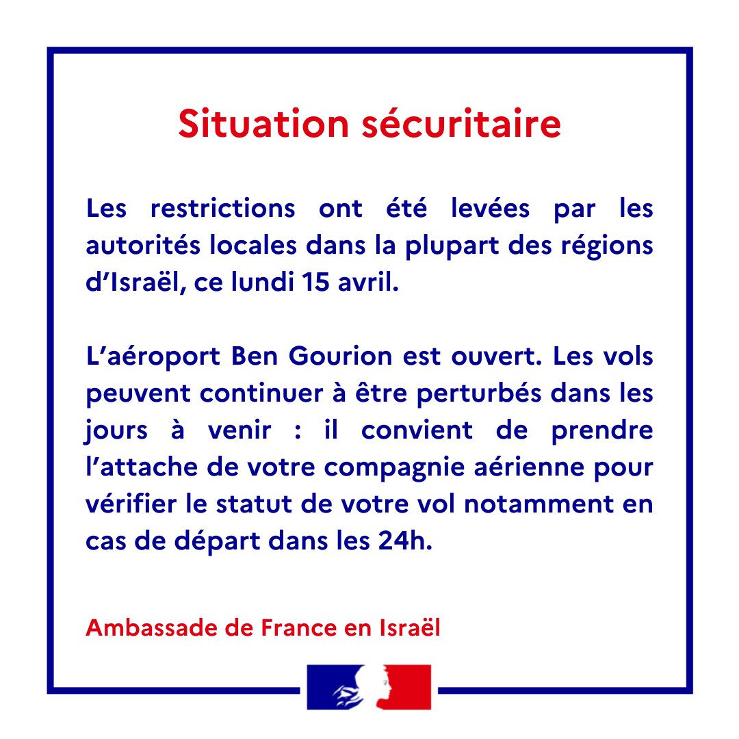 🔴 #Israël | Situation sécuritaire Plus d’informations 👉 cutt.ly/7w7YRTbO