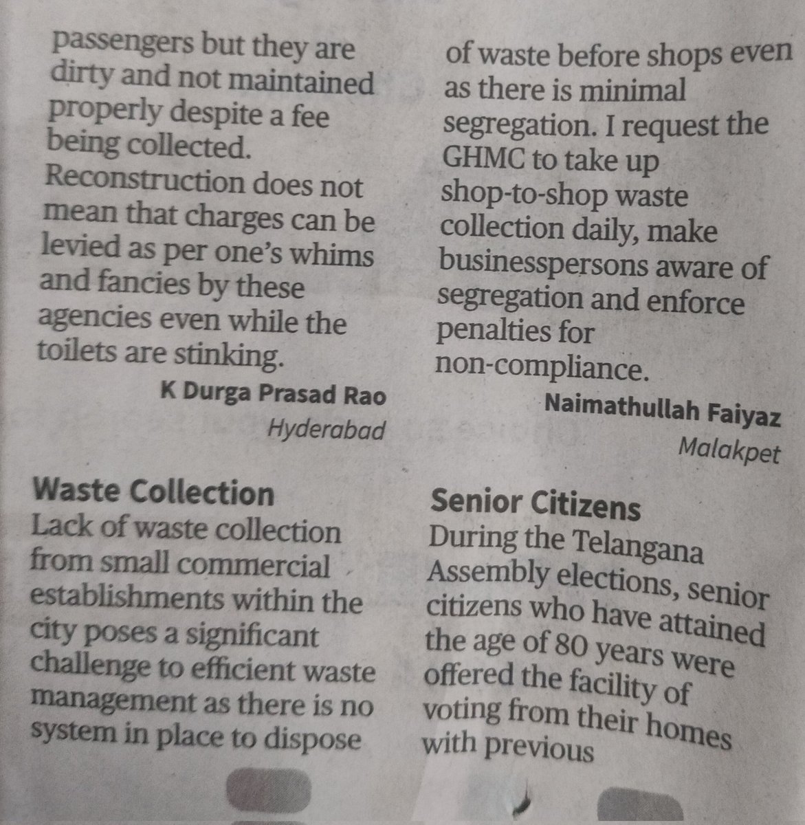 @GHMCOnline @CommissionrGHMC Sir, The system for Shop-to-shop waste collection needs to be in place for effective waste management in the city. Request you to kindly look into it. #Hyderabad