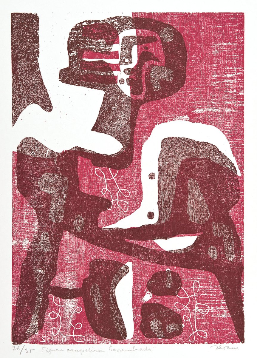 Bos días! Comezamos unha nova semana con 'Figura campesina herrumbrada', unha xilografía realizada por #LuisSeoane en 1958 pertencente aos fondos da nosa colección (imaxe: arquivo da @FundLuisSeoane) #artegalega #culturagalega #fundacionluisseoane #culturacoruña #felizluns