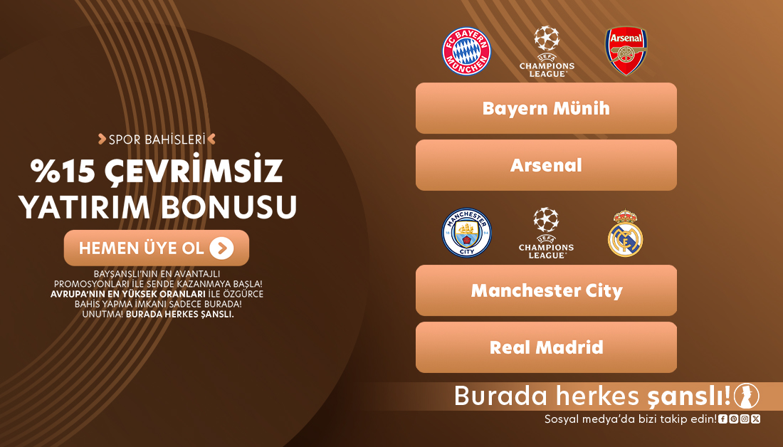 ⚽️Spor Bahislerinde Zirve Site @BaysansliR İle Sen de Kazanmaya Başla!🍺

🚩%15 Çevrimsiz Yatırım Bonusu😎

🍻#bayşanslı #bayşanslıgiriş #BayernMünih #Arsenal
#ManchesterCity #RealMadrid🦓

🎉Giriş Linki😇
🔗cixi.bio/baytwit🔗