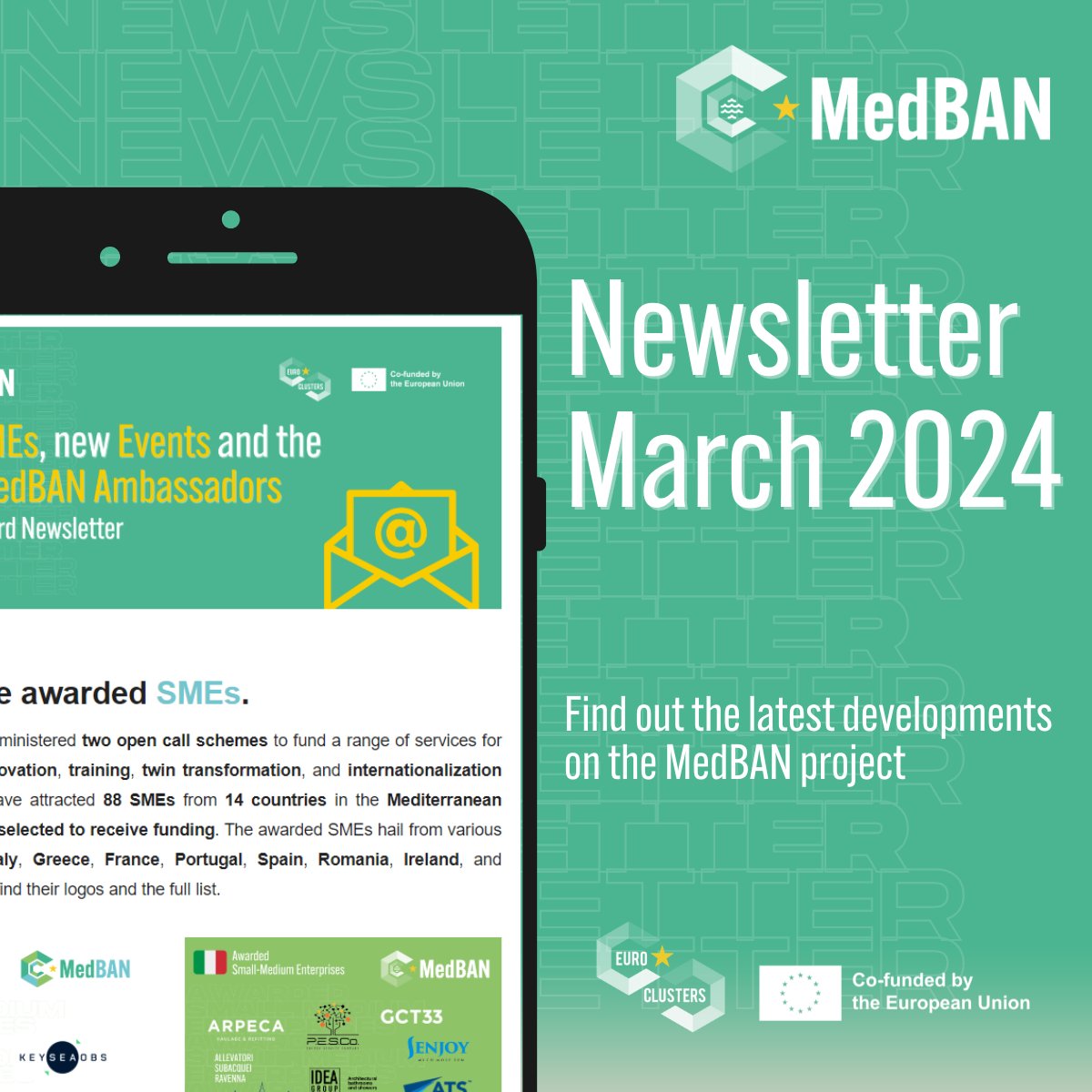 MedBAN_EU's tweet photo. π Did you miss the latest updates from #MedBANProject activities?
No worries β you can find them in the first #Newsletter of 2024. Dive into news, events, #SMEs and deliverables, having also an overview of what is going on in the #BlueEconomy domain β¬οΈ
https://t.co/NL6SrWp2zU https://t.co/uEtr38h1a4
