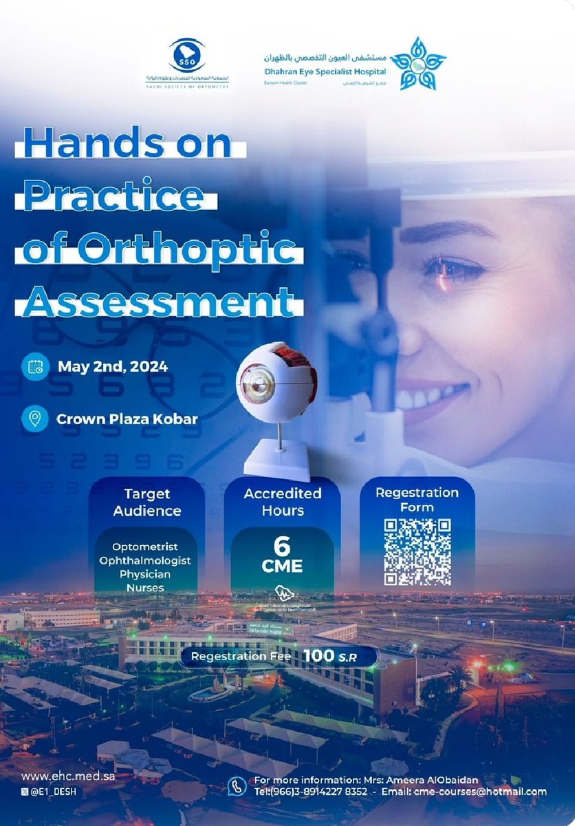 Hands on orthoptic course . 
Thursday , May 2nd 
for registration . scan.the barcode .