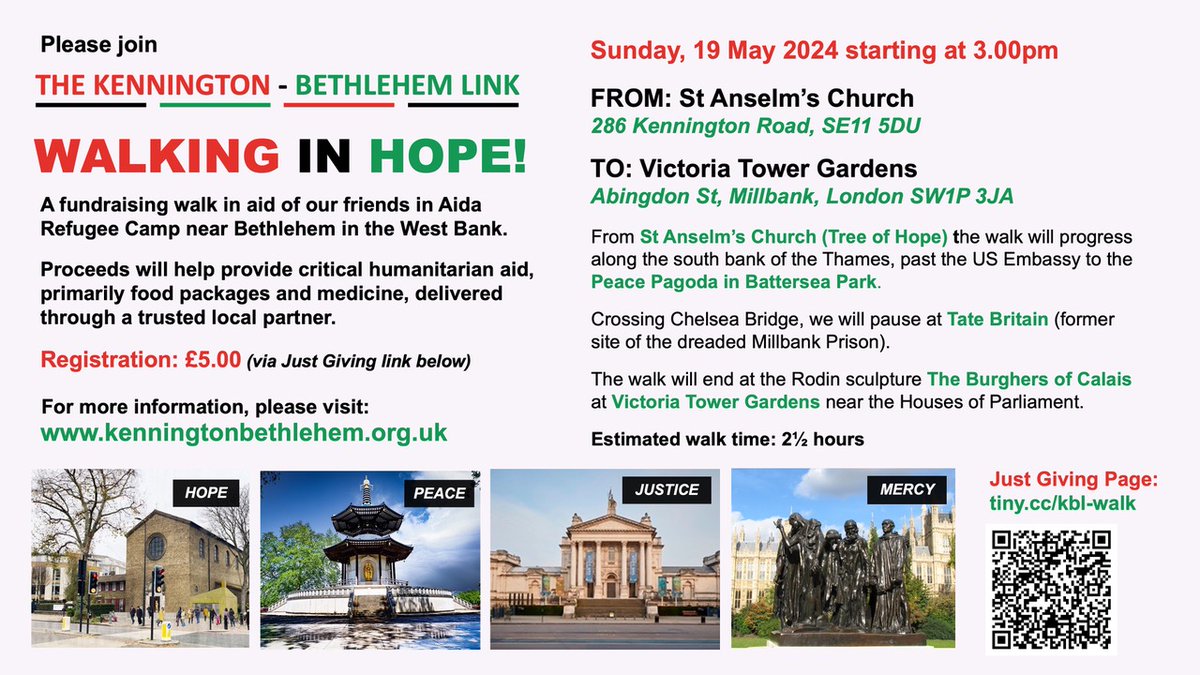 For those living in London support our #Kennington Bethlehem Link fundraiser for Aida Refugee Camp Bethlhem. A small act of solidarity. @FloEshalomi @NorthLambParish @kennington @RC_Southwark @SouthwarkCathedral