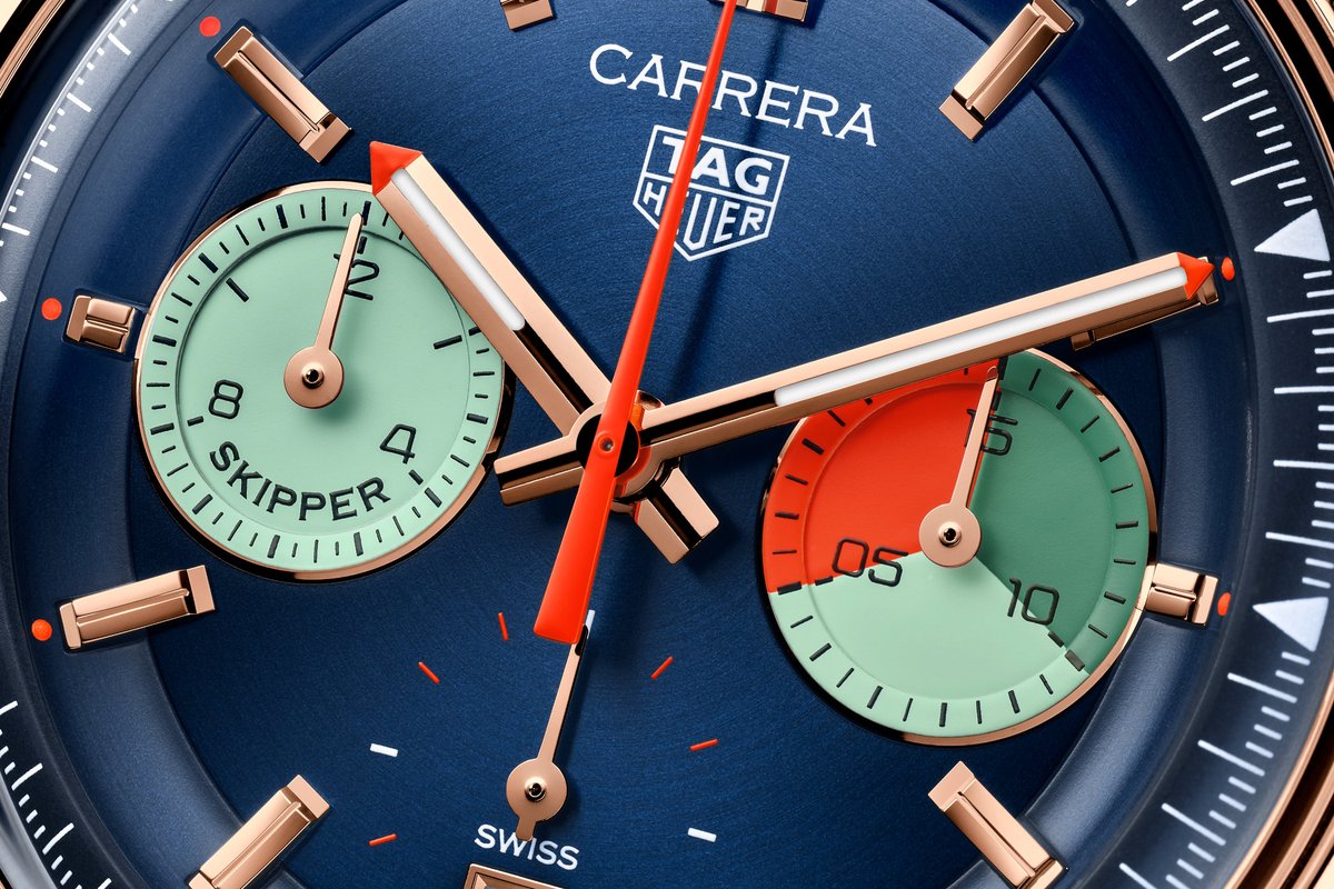 MONOCHROMEwatch's tweet photo. The @TAGHeuer Skipper, a colourful regatta-countdown chronograph, gets even more special this year with a vibrant 18K rose gold case.
Learn more: https://t.co/6FdBfDsFuh #chronograph https://t.co/fkP3hn0YGc