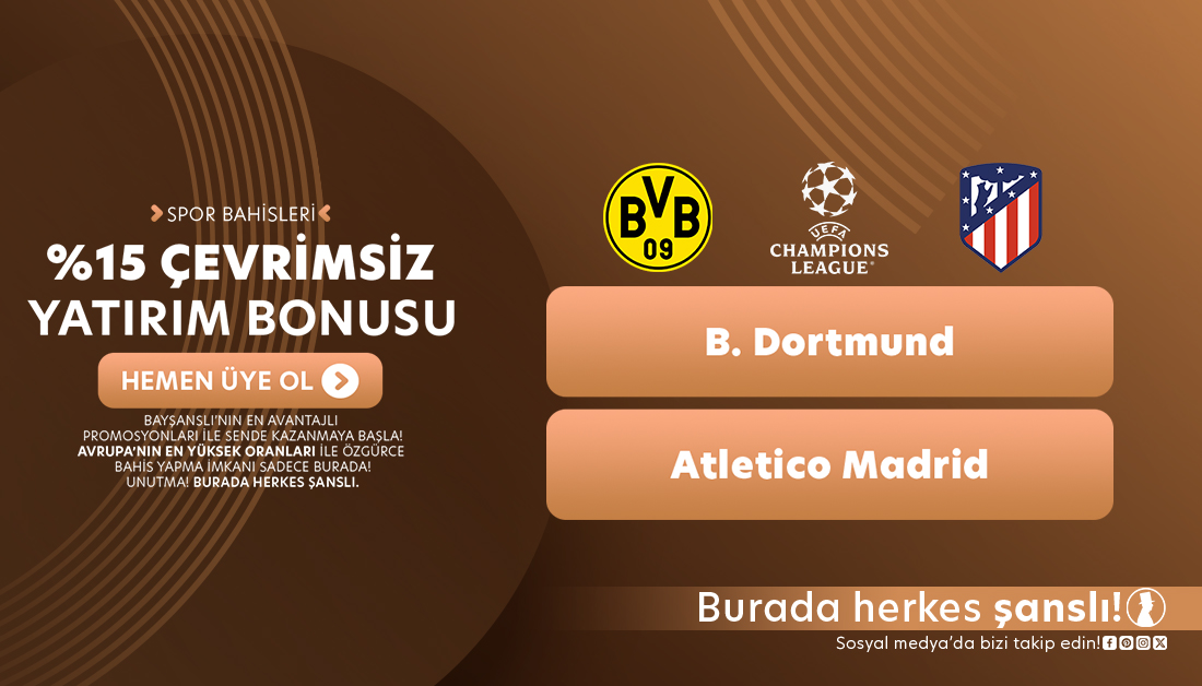 👑UEFA Şampiyonlar Ligi'nin En Yüksek Oranları @BaysansliSosyal de!🏆

🍺%15 Çevrimsiz Yatırım Bonusu🍻

💵#bayşanslı #bayşanslıgiriş #BDortmund #AtleticoMadrid😇

🫂Giriş Linki🎉
🔗cixi.bio/baytwit🔗