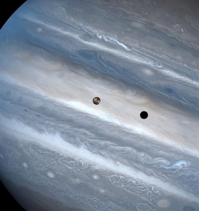 Jupiter, Io and its shadow on the gas giant in the frame of the Hubble Space Telescope 🔭