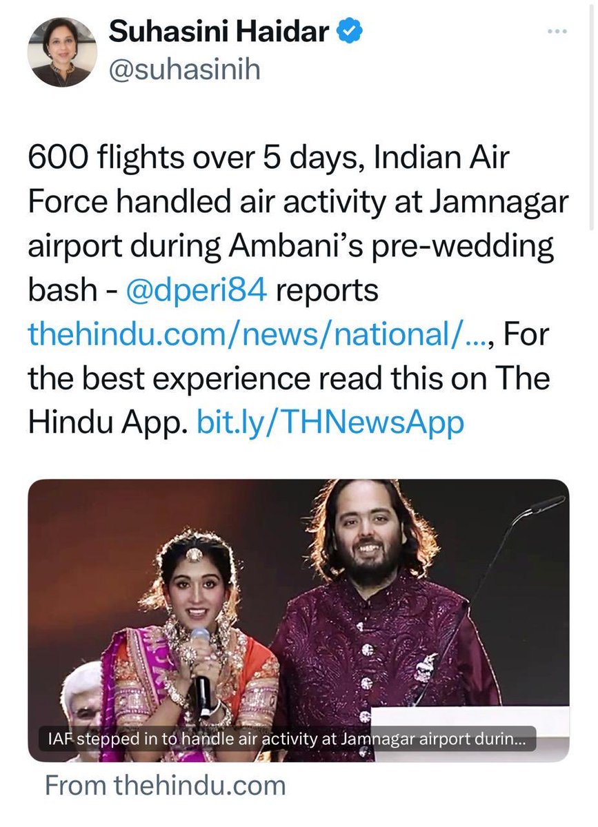 grovervj's tweet image. It's crazy that @IAF_MCC went out of the way to facilitate the #VVIPs at #Jamnagar.
Hope someone can explain who authorised it.
@rajnathsingh @DefenceMinIndia