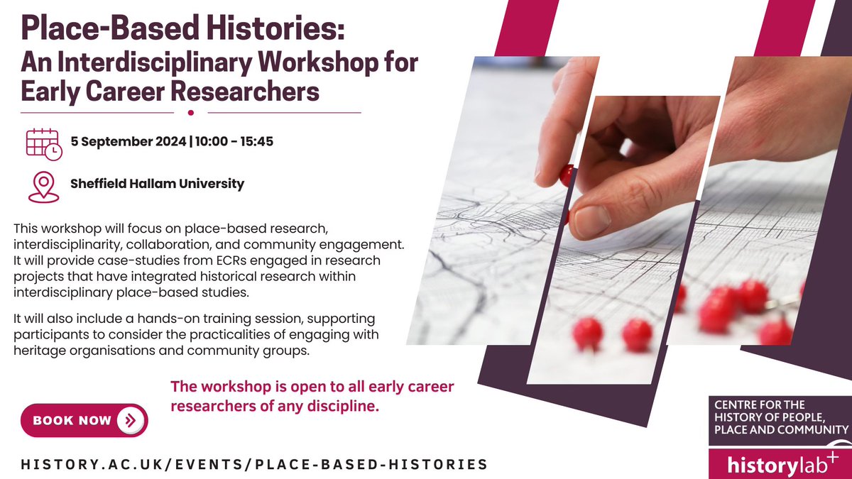 We’re excited to be collaborating with @HistoryLabPlus to run Place-Based Histories: an interdisciplinary workshop for early career researchers. Tickets are free & there are a limited number of travel bursaries available. history.ac.uk/events/place-b…