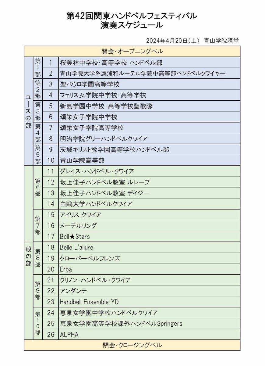 hrj_info's tweet photo. 第42回関東フェスティバルは4月20日（土）に開催いたします。　

場所：青山学院講堂
開会：10時15分
閉会：17時30分

今年はライブ配信は行いません。みなさま是非会場へ足を運んでいただければと思います。
ご来場お待ちしております🔔 https://t.co/plT99U9ppF