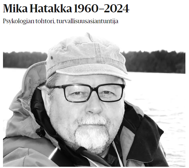 Mika Hatakka oli liikenneonnettomuuksien tutkijalautakunnan pitkäaikainen jäsen. OTIn henkilökunta muistaa häntä lämmöllä.
Muistokirjoitus Helsingin Sanomissa:
hs.fi/muistot/art-20…