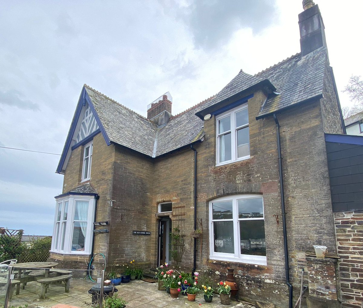 The School House, West Looe, came with my father's job as head. I was born here and yesterday a very kind, patient couple showed my sisters and me around their home. There must have been something about living in a school house: 4 of us became teachers.