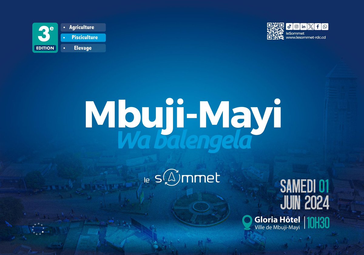 Sommet en sommet, pour la 3ème édition nous serons à Mbuji-Mayi 
#Lesommet 
#Entrepreneuriat 
#développement
#Mbuji_mayi
