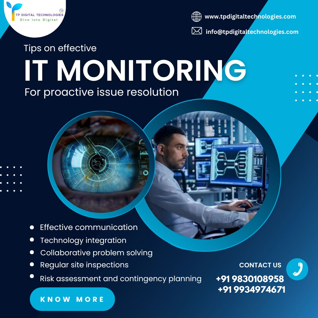 Tips On Effective IT Monitoring For Proactive Issue Resolution! 

Visit us:- tpdigitaltechnologies.com

#Technology  #website #ITmonitoring  #cloudcomputing  #ecommercebusiness 
#machinelearning #artificialintelligence  #softwaredevelopment  #datarecoveryservices