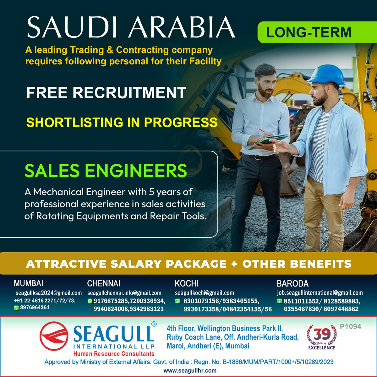 hrd1_seagull's tweet photo. 🇸🇦Saudi Arabia Jobs 
‼️Free Recruitment - Long Term Project
📝Shortlisting In Progress
📍Location - Mumbai , Chennai , Kochi &amp; Baroda
.

.

. 
#saudiarabiajobs #seagull #salesengineers #engineers https://t.co/wYTo8m2d4b
