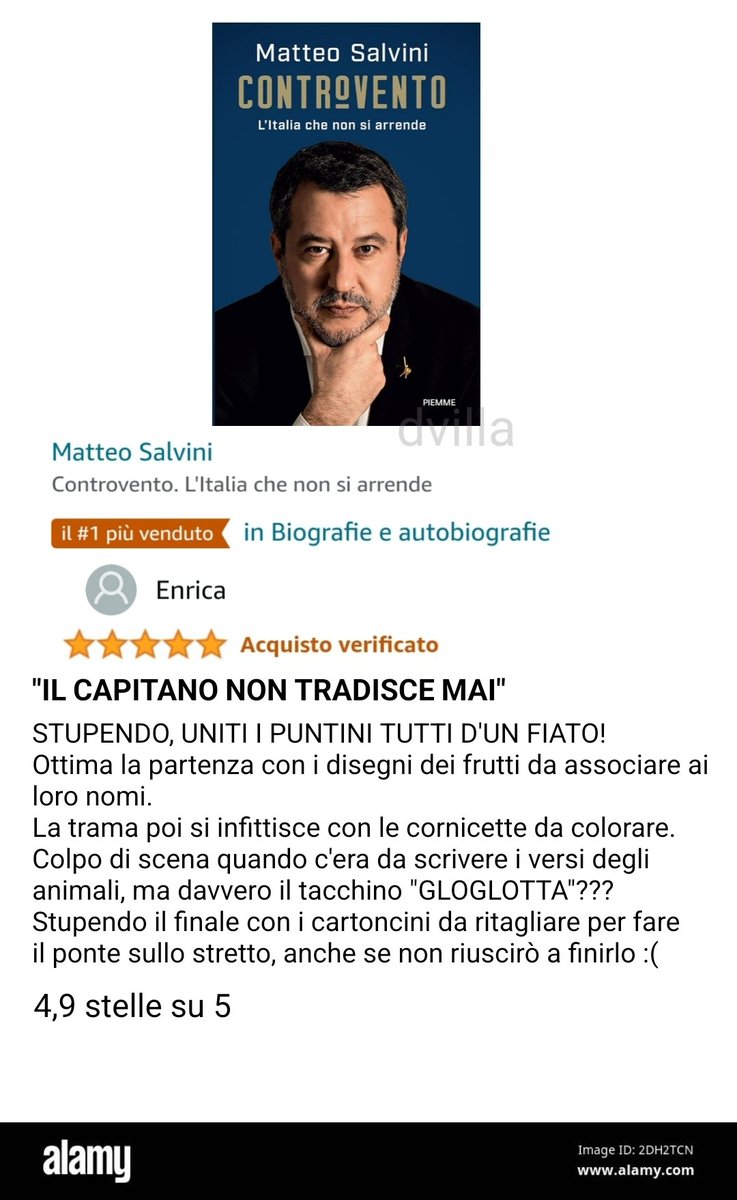 Continuate a prendere per il culo il libro di Salvini intante le recensioni sono ottime 💪