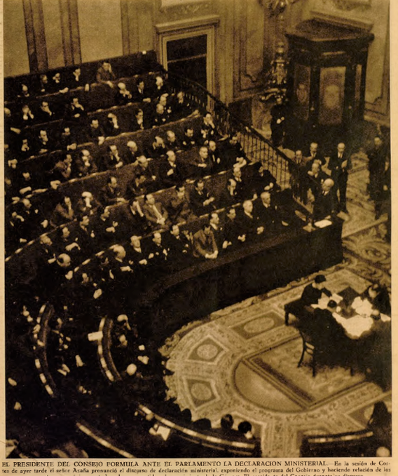 Y así, enumeraba todos los desórdenes y crímenes desde Febrero (único diputado que, día tras día, solía hacerlo entre las continuas coacciones y amenazas de las minorías del Frente Popular): 'Asaltos y destrozos, en Centros políticos, 58 (un Sr Diputado: ¿y desde el 6 de…