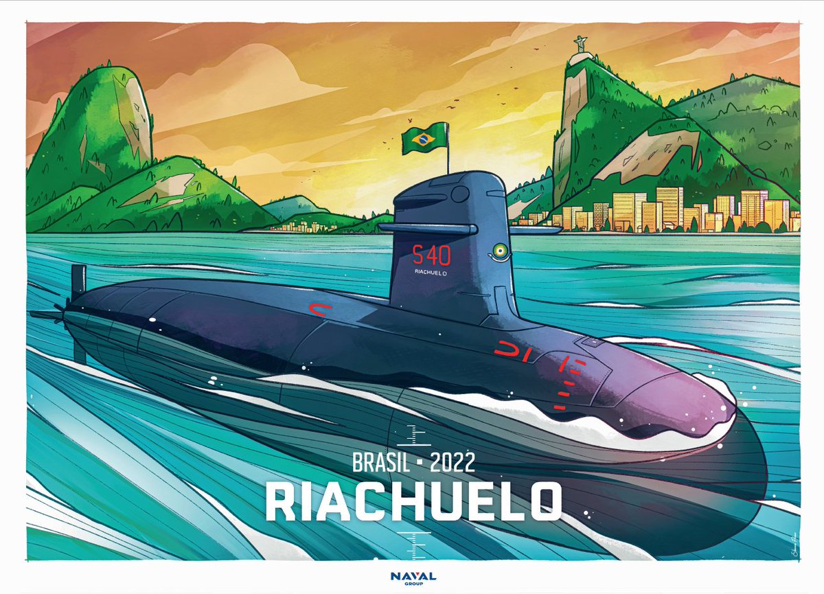 [#MondayMotivation] ⚓🇧🇷 What better way to start this week than with this wonderful poster of the Riachuelo, the first Scorpene submarine already in service within the @marmilbr ? © Eor Glas Studio
