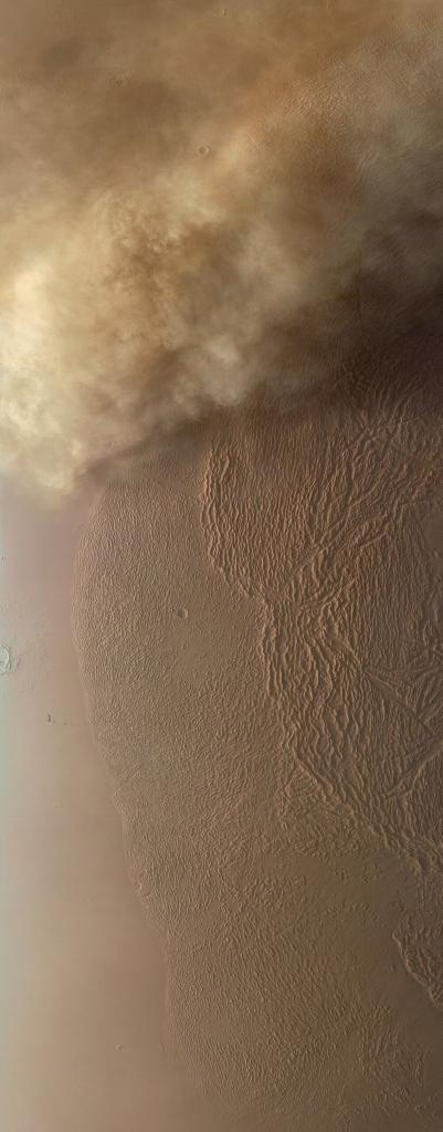 ScienceOce6367's tweet photo. Dust storm on Mars! Image from orbit taken by China's Tianwen-1 spacecraft. https://t.co/LnG6EaUpwU