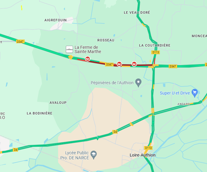 ⚠️Accident en cours sur la 347 en direction de Brain-sur-l'Authion. 
🕖retard à prévoir sur les lignes #Express24 et #irigoL40